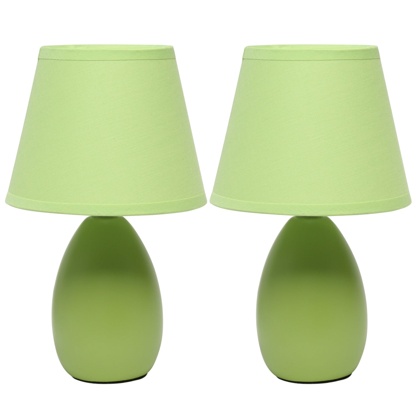 All The Rages Nauru 10" Green 2-Piece Ceramic Oblong Table Lamps With Matching Fabric Shades