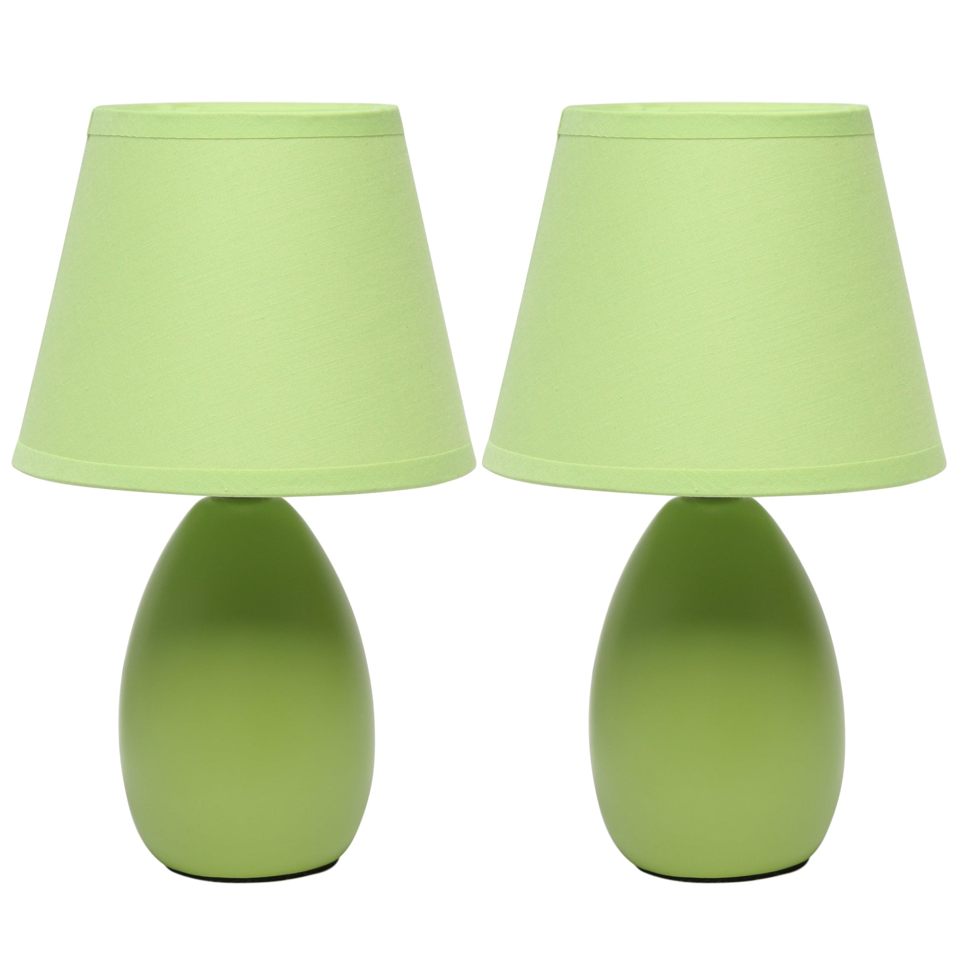 All The Rages Nauru 10" Green 2-Piece Ceramic Oblong Table Lamps With Matching Fabric Shades