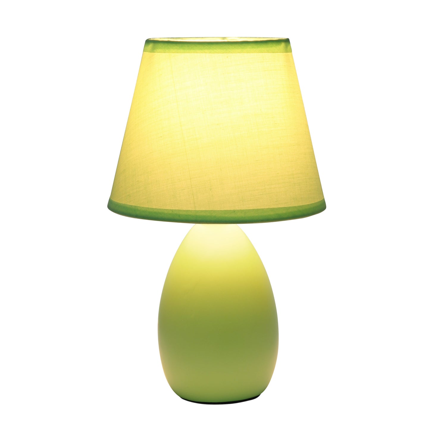 All The Rages Nauru 10" Green Ceramic Oblong Table Lamp With Matching Fabric Shade