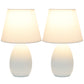All The Rages Nauru 10" Off White 2-Piece Ceramic Oblong Table Lamps With Matching Fabric Shades