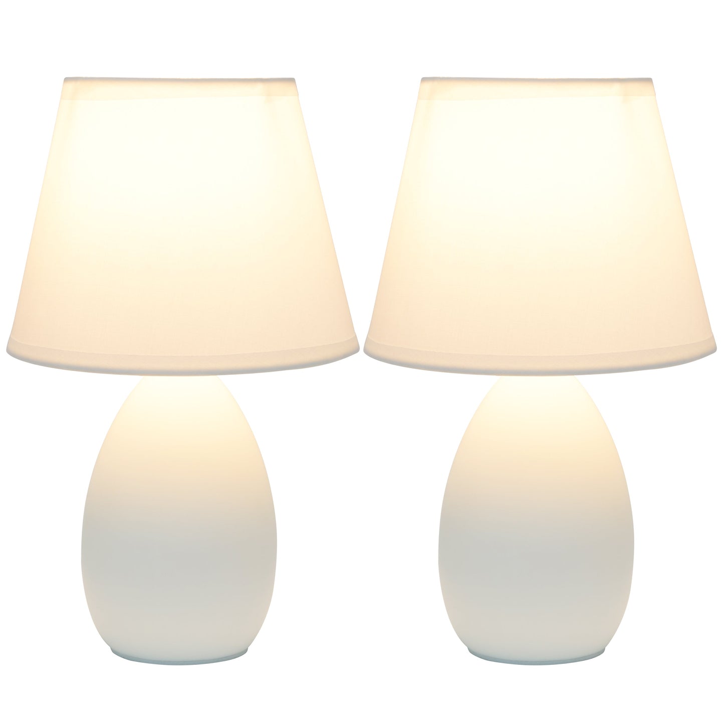 All The Rages Nauru 10" Off White 2-Piece Ceramic Oblong Table Lamps With Matching Fabric Shades