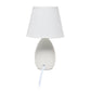 All The Rages Nauru 10" Off White 2-Piece Ceramic Oblong Table Lamps With Matching Fabric Shades