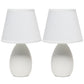 All The Rages Nauru 10" Off White 2-Piece Ceramic Oblong Table Lamps With Matching Fabric Shades