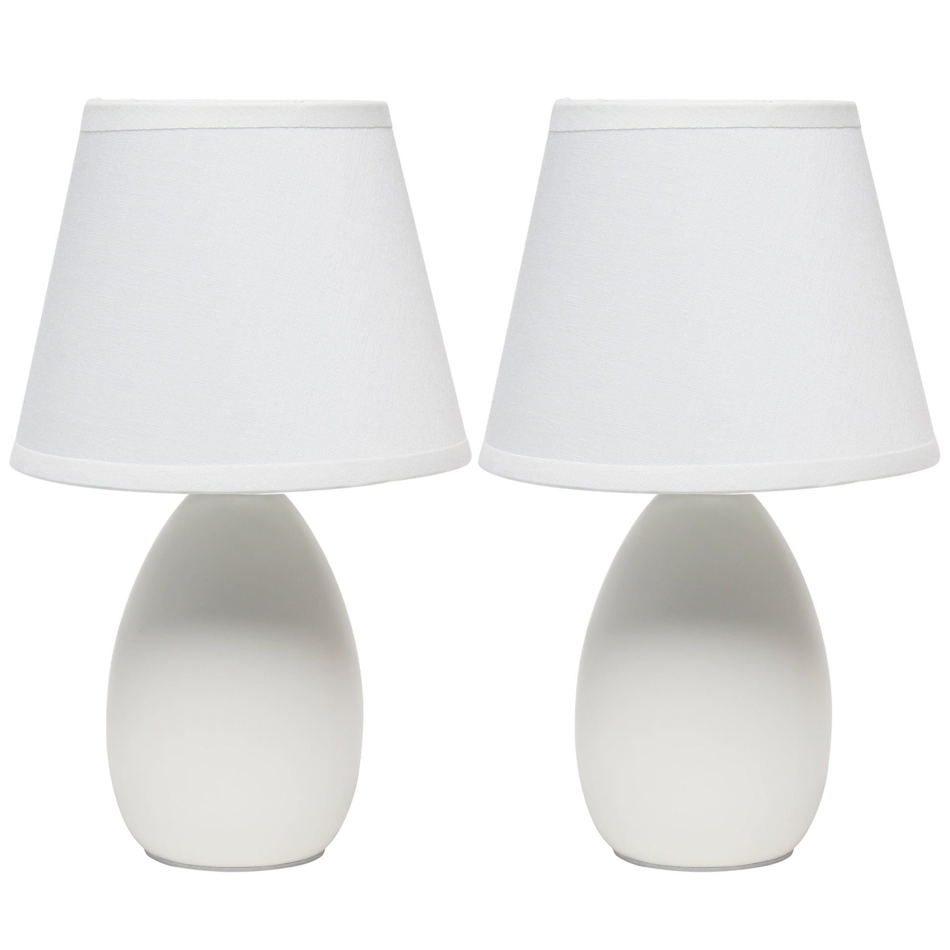 All The Rages Nauru 10" Off White 2-Piece Ceramic Oblong Table Lamps With Matching Fabric Shades