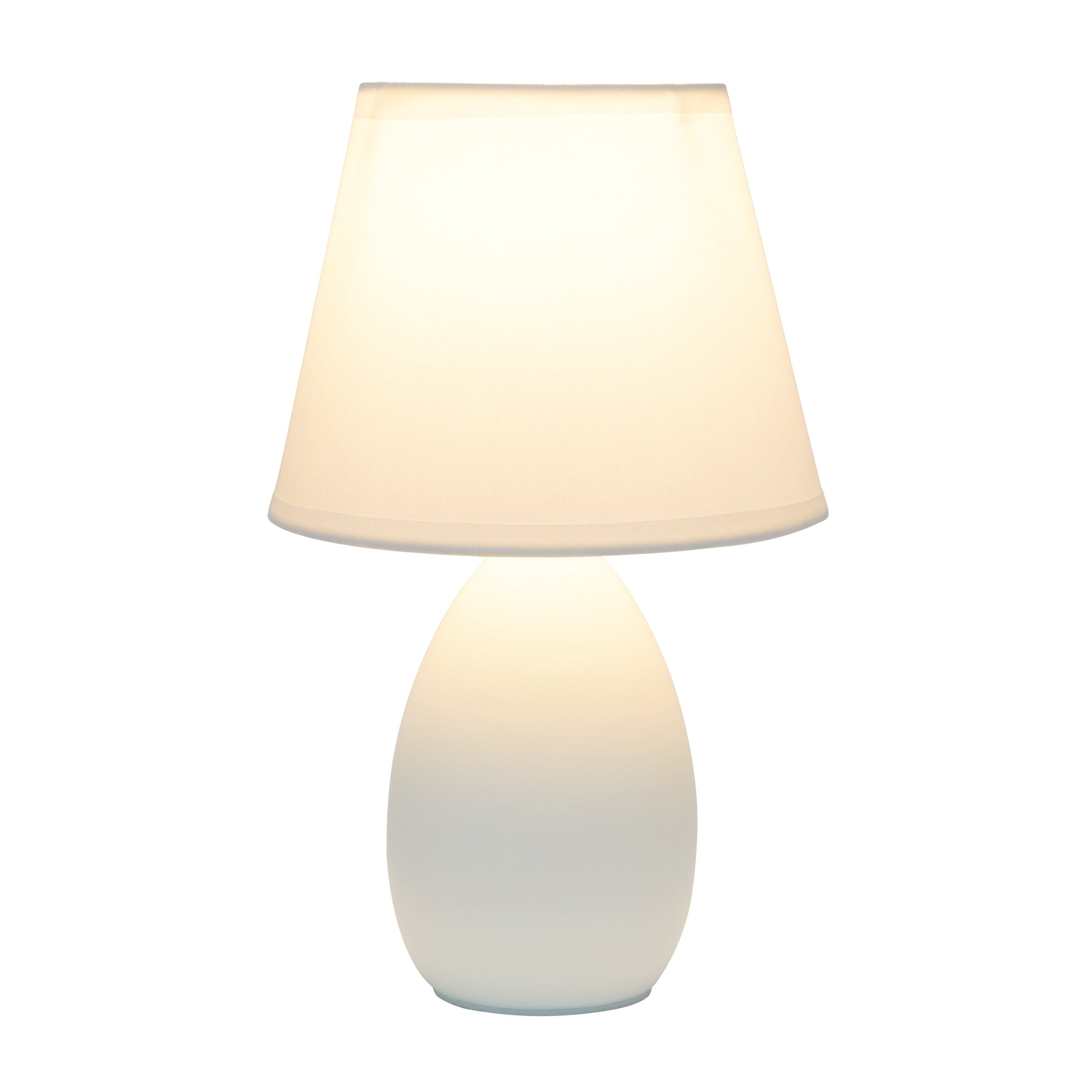 All The Rages Nauru 10" Off White Ceramic Oblong Table Lamp With Matching Fabric Shade