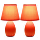 All The Rages Nauru 10" Orange 2-Piece Ceramic Oblong Table Lamps With Matching Fabric Shades