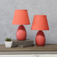 All The Rages Nauru 10" Orange 2-Piece Ceramic Oblong Table Lamps With Matching Fabric Shades