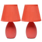 All The Rages Nauru 10" Orange 2-Piece Ceramic Oblong Table Lamps With Matching Fabric Shades