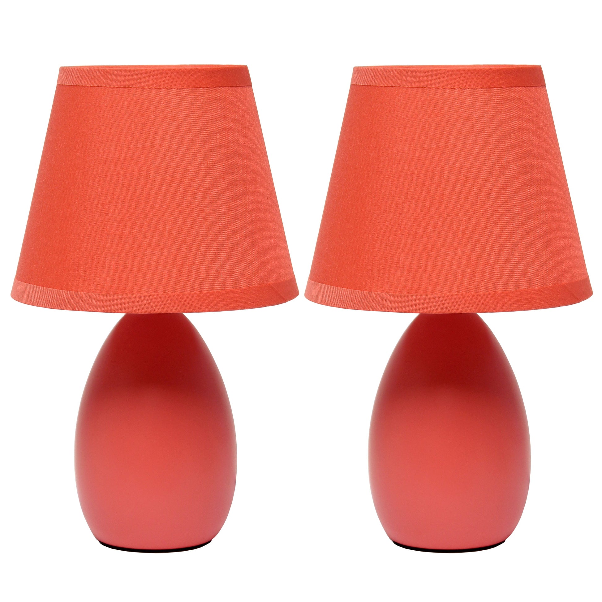 All The Rages Nauru 10" Orange 2-Piece Ceramic Oblong Table Lamps With Matching Fabric Shades