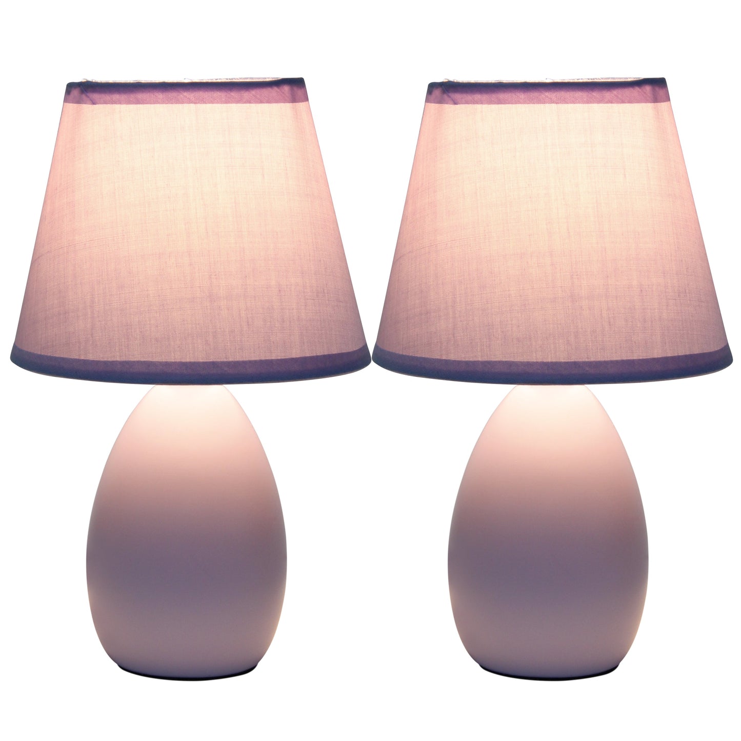 All The Rages Nauru 10" Purple 2-Piece Ceramic Oblong Table Lamp With Matching Fabric Shade