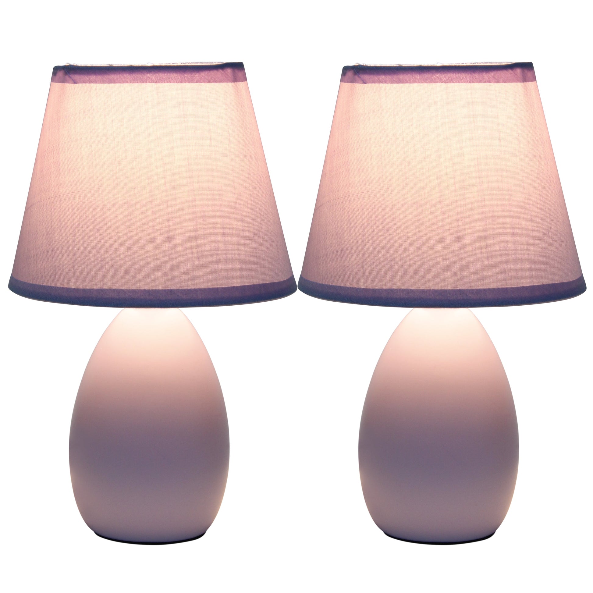 All The Rages Nauru 10" Purple 2-Piece Ceramic Oblong Table Lamp With Matching Fabric Shade