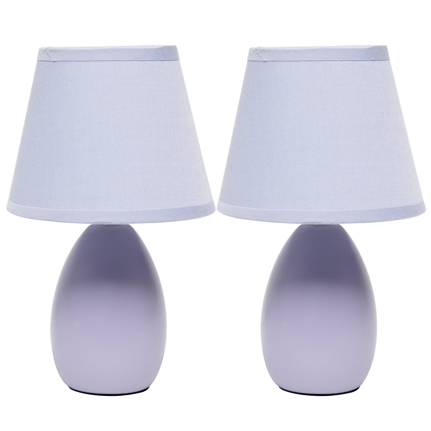 All The Rages Nauru 10" Purple 2-Piece Ceramic Oblong Table Lamp With Matching Fabric Shade