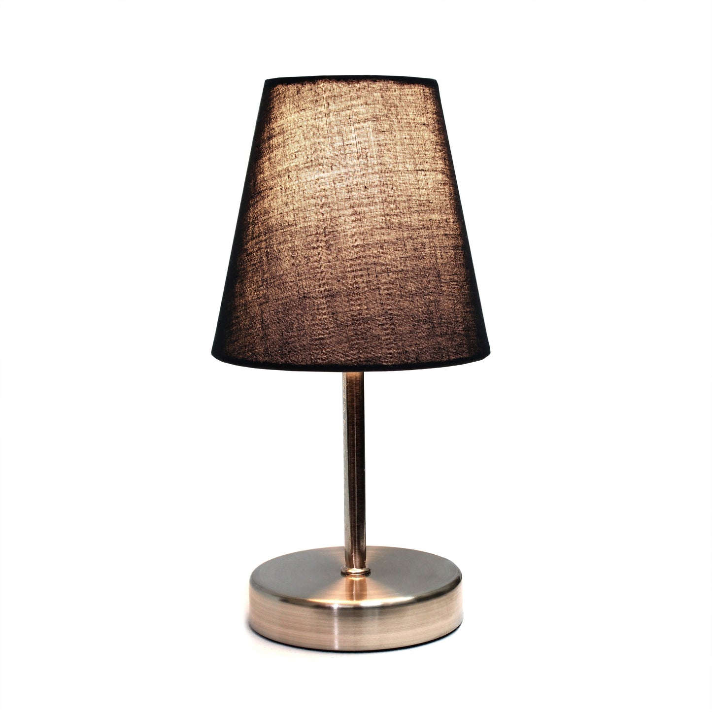 All The Rages Nauru 11" Sand Nickel Bedside Table Lamp With Black Fabric Empire Shade