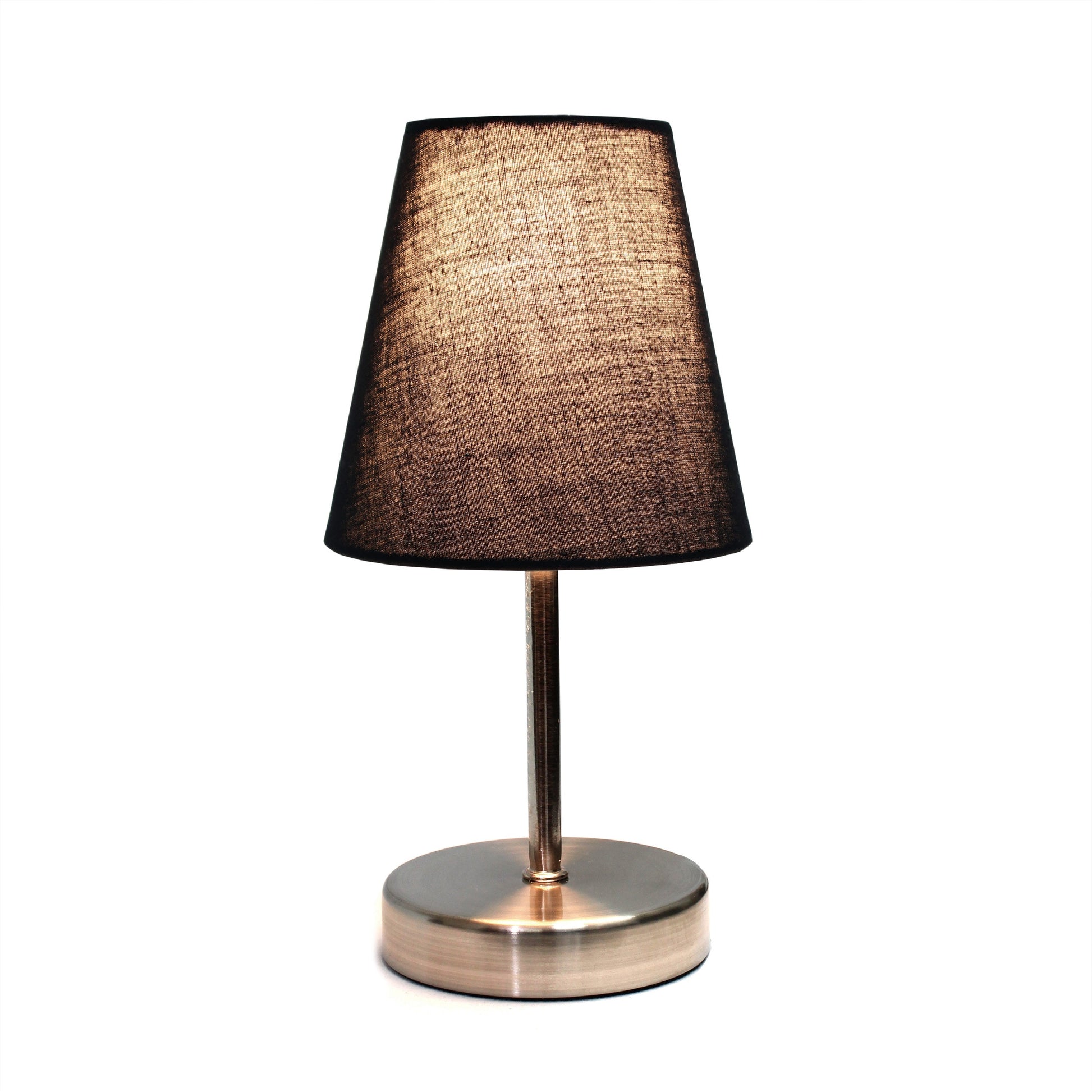 All The Rages Nauru 11" Sand Nickel Bedside Table Lamp With Black Fabric Empire Shade