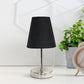 All The Rages Nauru 11" Sand Nickel Bedside Table Lamp With Black Fabric Empire Shade