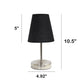 All The Rages Nauru 11" Sand Nickel Bedside Table Lamp With Black Fabric Empire Shade
