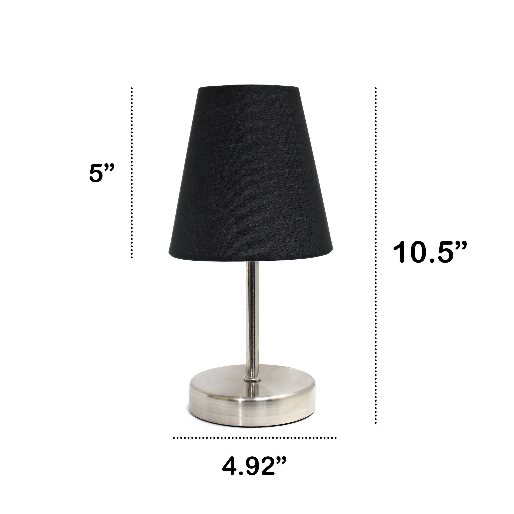 All The Rages Nauru 11" Sand Nickel Bedside Table Lamp With Black Fabric Empire Shade