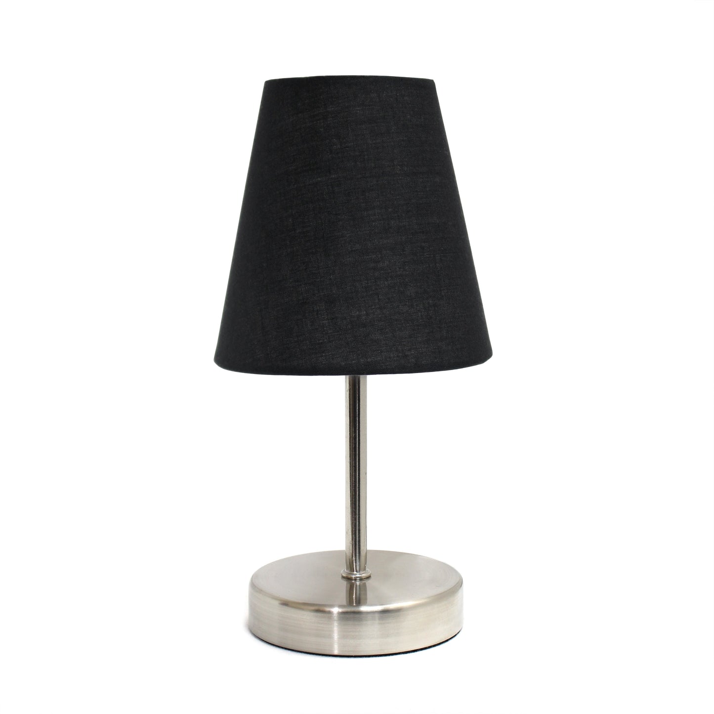 All The Rages Nauru 11" Sand Nickel Bedside Table Lamp With Black Fabric Empire Shade