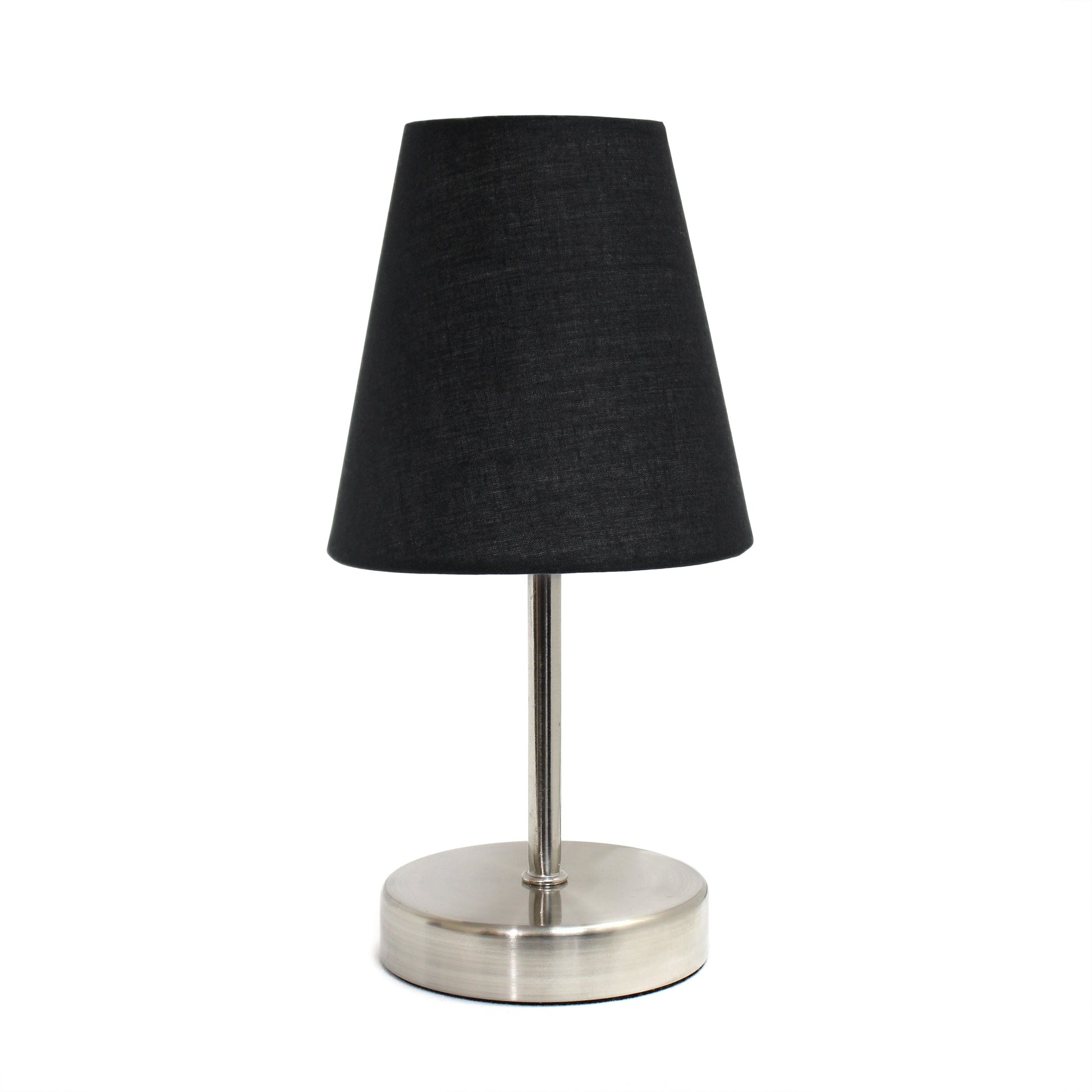 All The Rages Nauru 11" Sand Nickel Bedside Table Lamp With Black Fabric Empire Shade