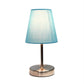 All The Rages Nauru 11" Sand Nickel Bedside Table Lamp With Blue Fabric Empire Shade