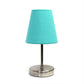 All The Rages Nauru 11" Sand Nickel Bedside Table Lamp With Blue Fabric Empire Shade