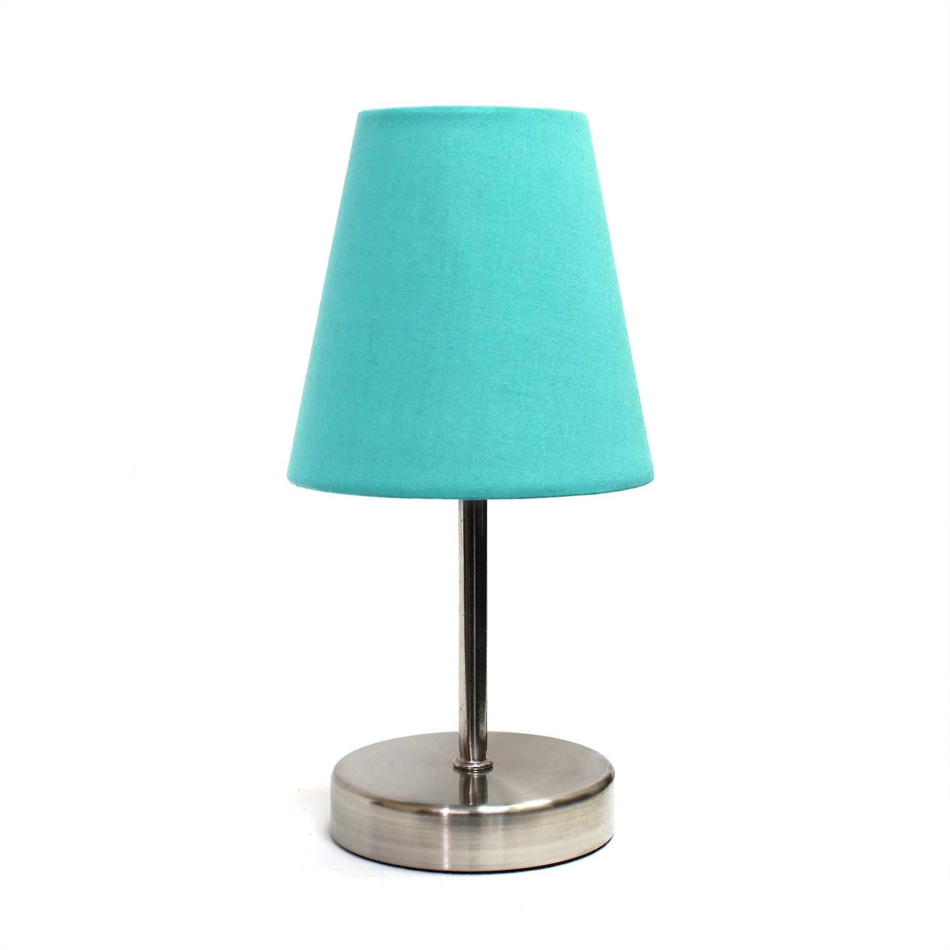 All The Rages Nauru 11" Sand Nickel Bedside Table Lamp With Blue Fabric Empire Shade