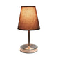All The Rages Nauru 11" Sand Nickel Bedside Table Lamp With Espresso Brown Fabric Empire Shade