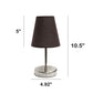 All The Rages Nauru 11" Sand Nickel Bedside Table Lamp With Espresso Brown Fabric Empire Shade