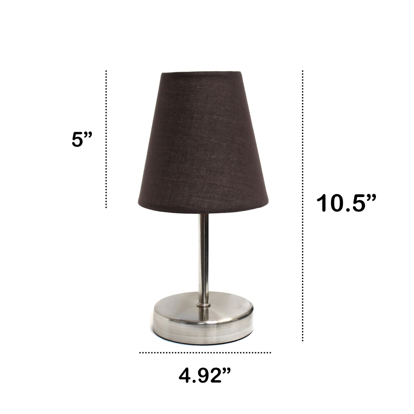 All The Rages Nauru 11" Sand Nickel Bedside Table Lamp With Espresso Brown Fabric Empire Shade