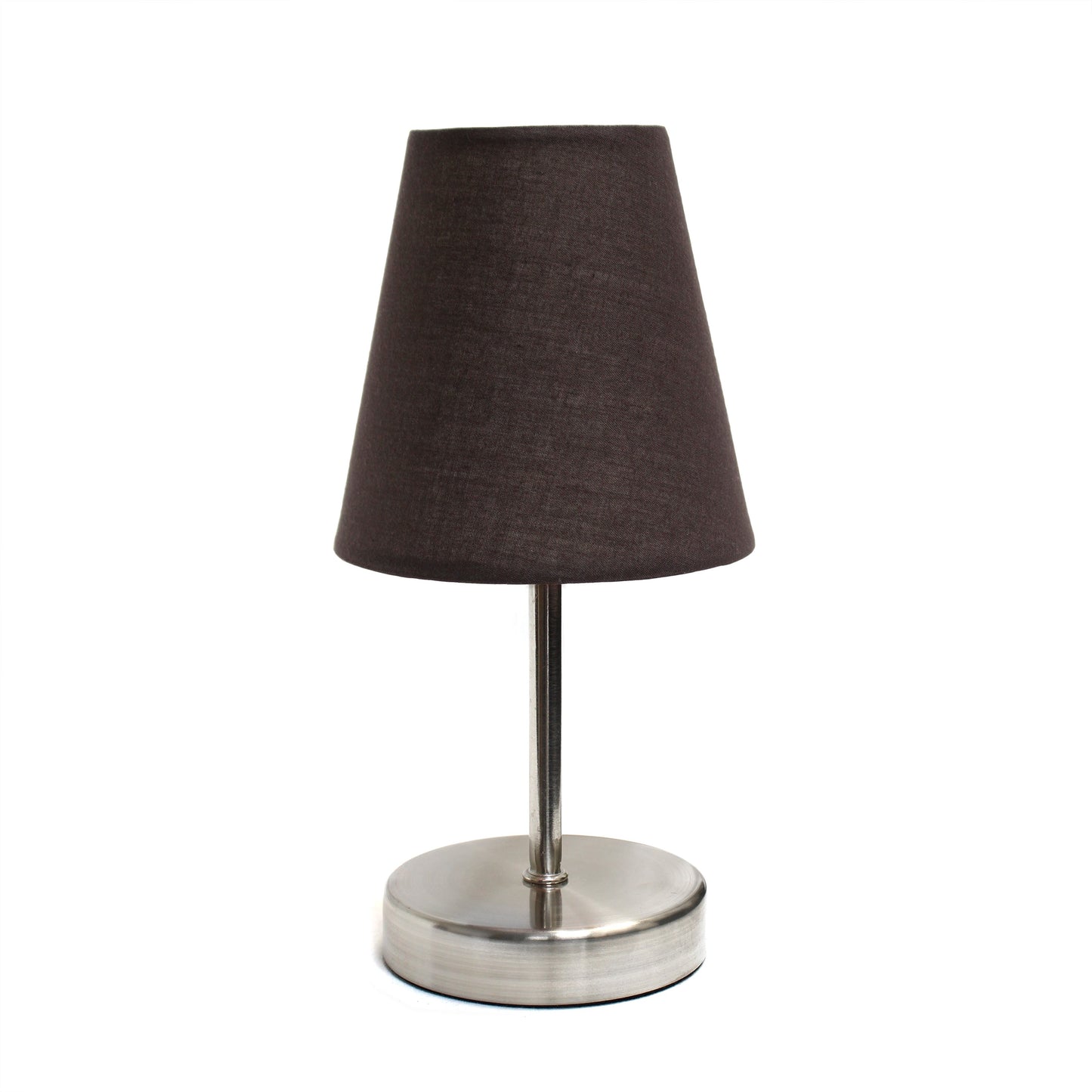 All The Rages Nauru 11" Sand Nickel Bedside Table Lamp With Espresso Brown Fabric Empire Shade