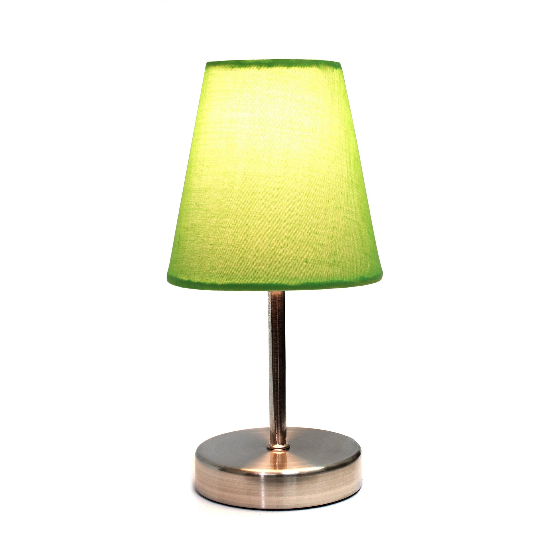 All The Rages Nauru 11" Sand Nickel Bedside Table Lamp With Green Fabric Empire Shade