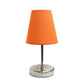 All The Rages Nauru 11" Sand Nickel Bedside Table Lamp With Orange Fabric Empire Shade