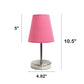 All The Rages Nauru 11" Sand Nickel Bedside Table Lamp With Pink Fabric Empire Shade