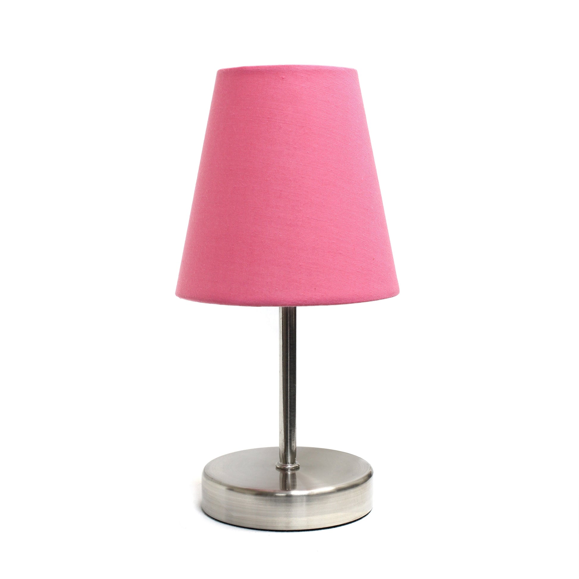 All The Rages Nauru 11" Sand Nickel Bedside Table Lamp With Pink Fabric Empire Shade