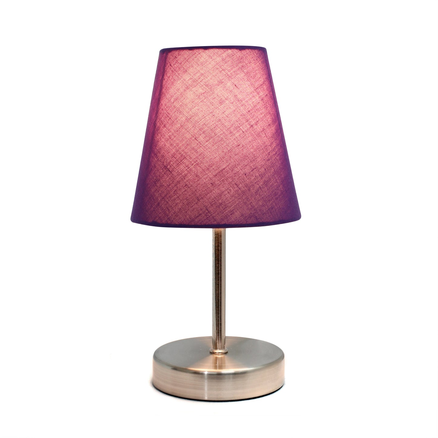 All The Rages Nauru 11" Sand Nickel Bedside Table Lamp With Purple Fabric Empire Shade