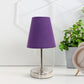 All The Rages Nauru 11" Sand Nickel Bedside Table Lamp With Purple Fabric Empire Shade