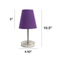 All The Rages Nauru 11" Sand Nickel Bedside Table Lamp With Purple Fabric Empire Shade