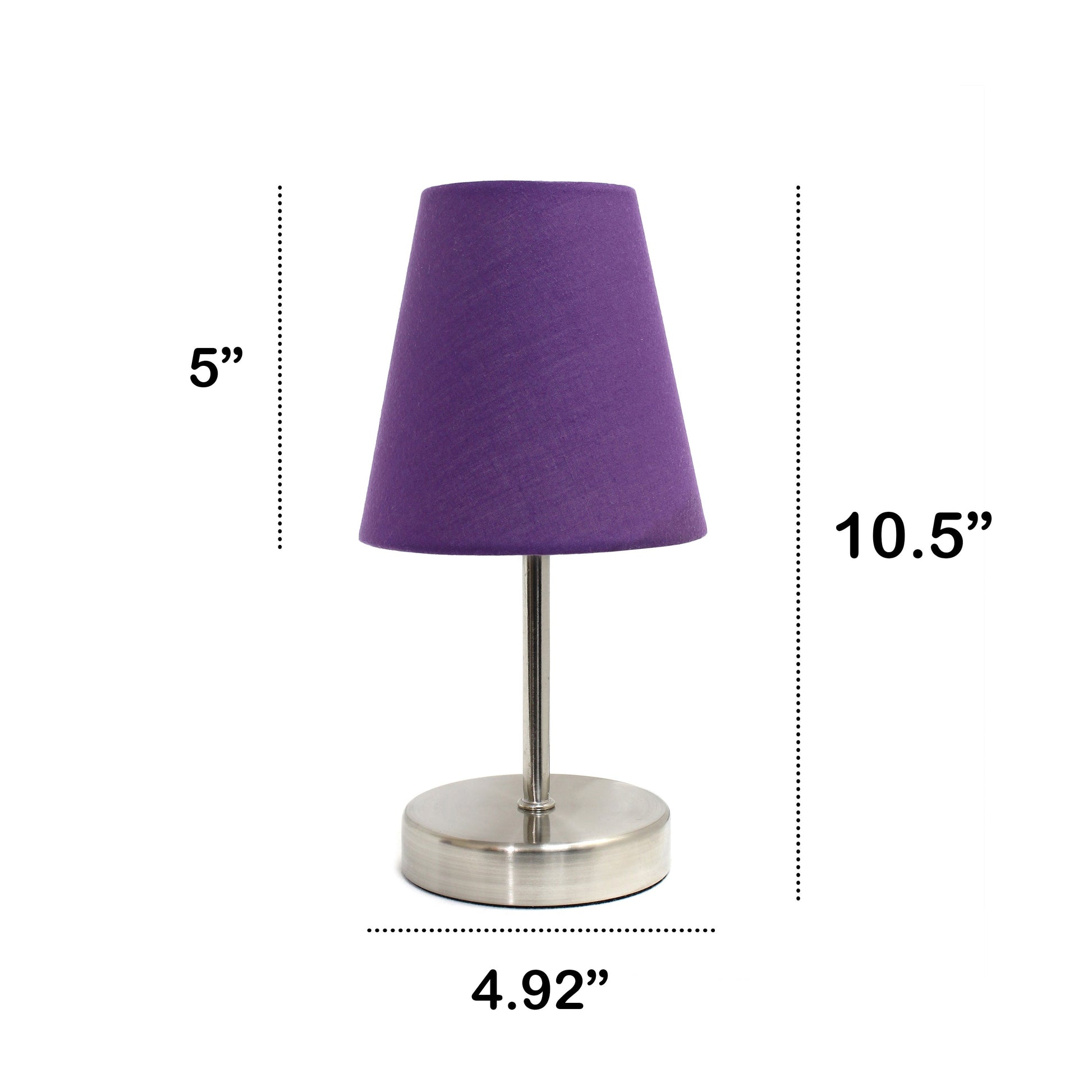 All The Rages Nauru 11" Sand Nickel Bedside Table Lamp With Purple Fabric Empire Shade