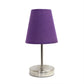 All The Rages Nauru 11" Sand Nickel Bedside Table Lamp With Purple Fabric Empire Shade
