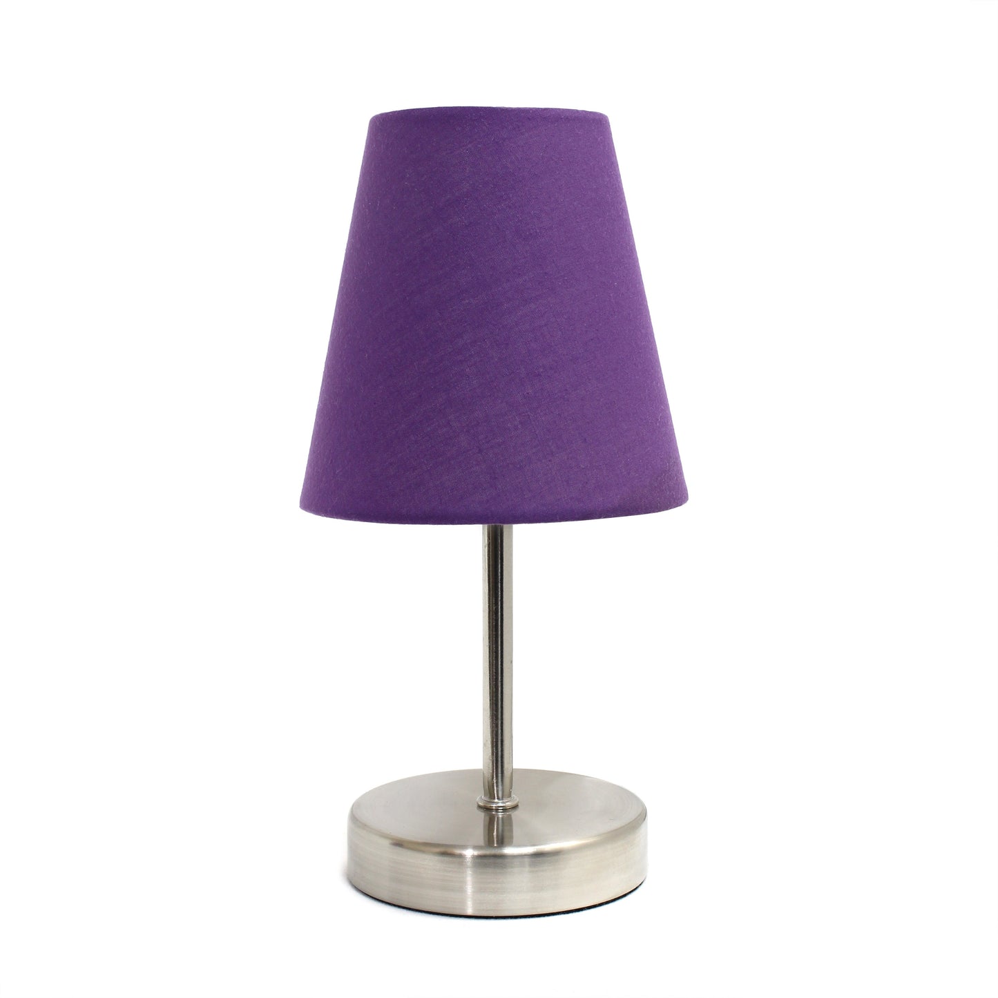 All The Rages Nauru 11" Sand Nickel Bedside Table Lamp With Purple Fabric Empire Shade