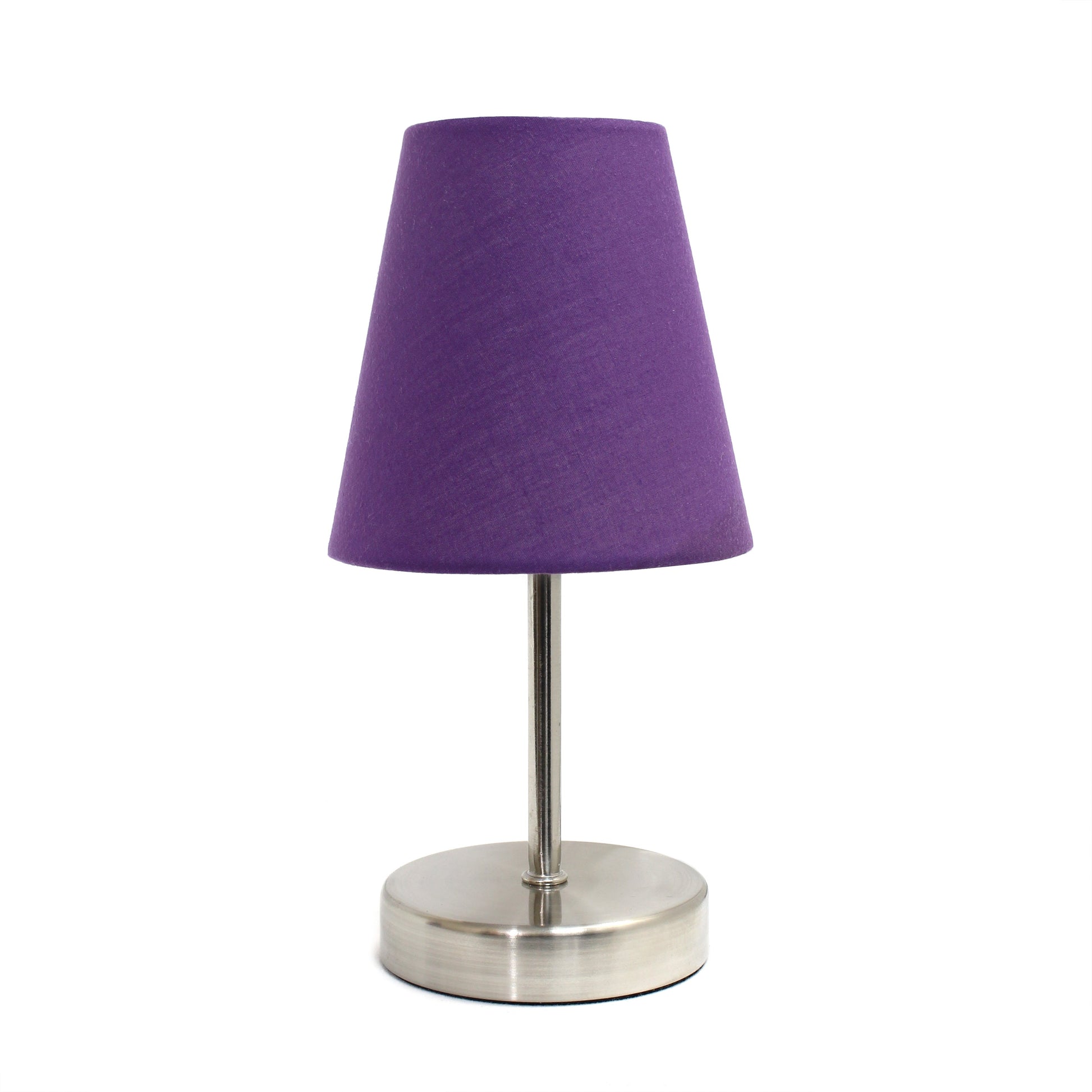 All The Rages Nauru 11" Sand Nickel Bedside Table Lamp With Purple Fabric Empire Shade
