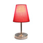 All The Rages Nauru 11" Sand Nickel Bedside Table Lamp With Red Fabric Empire Shade