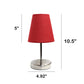 All The Rages Nauru 11" Sand Nickel Bedside Table Lamp With Red Fabric Empire Shade