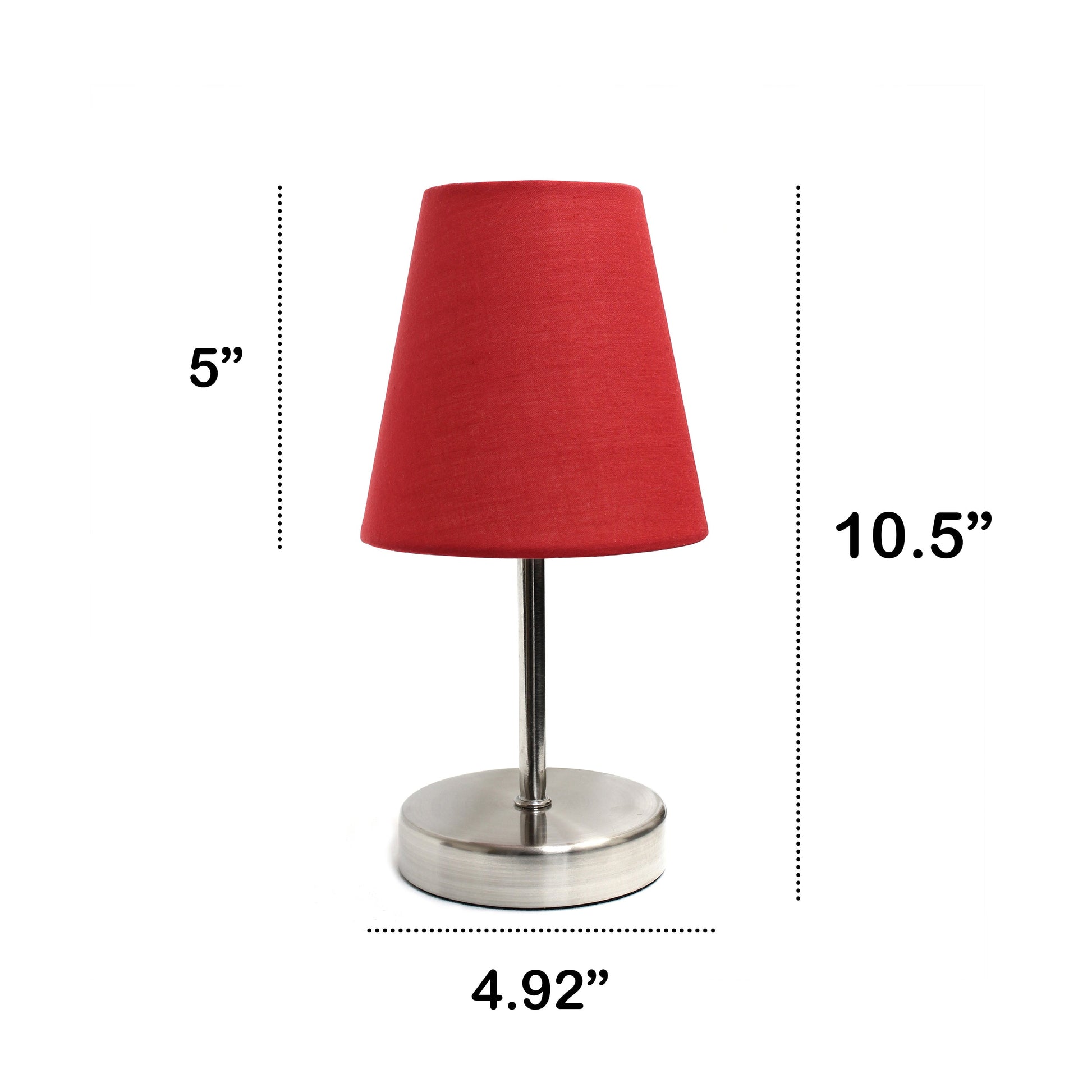 All The Rages Nauru 11" Sand Nickel Bedside Table Lamp With Red Fabric Empire Shade