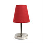 All The Rages Nauru 11" Sand Nickel Bedside Table Lamp With Red Fabric Empire Shade