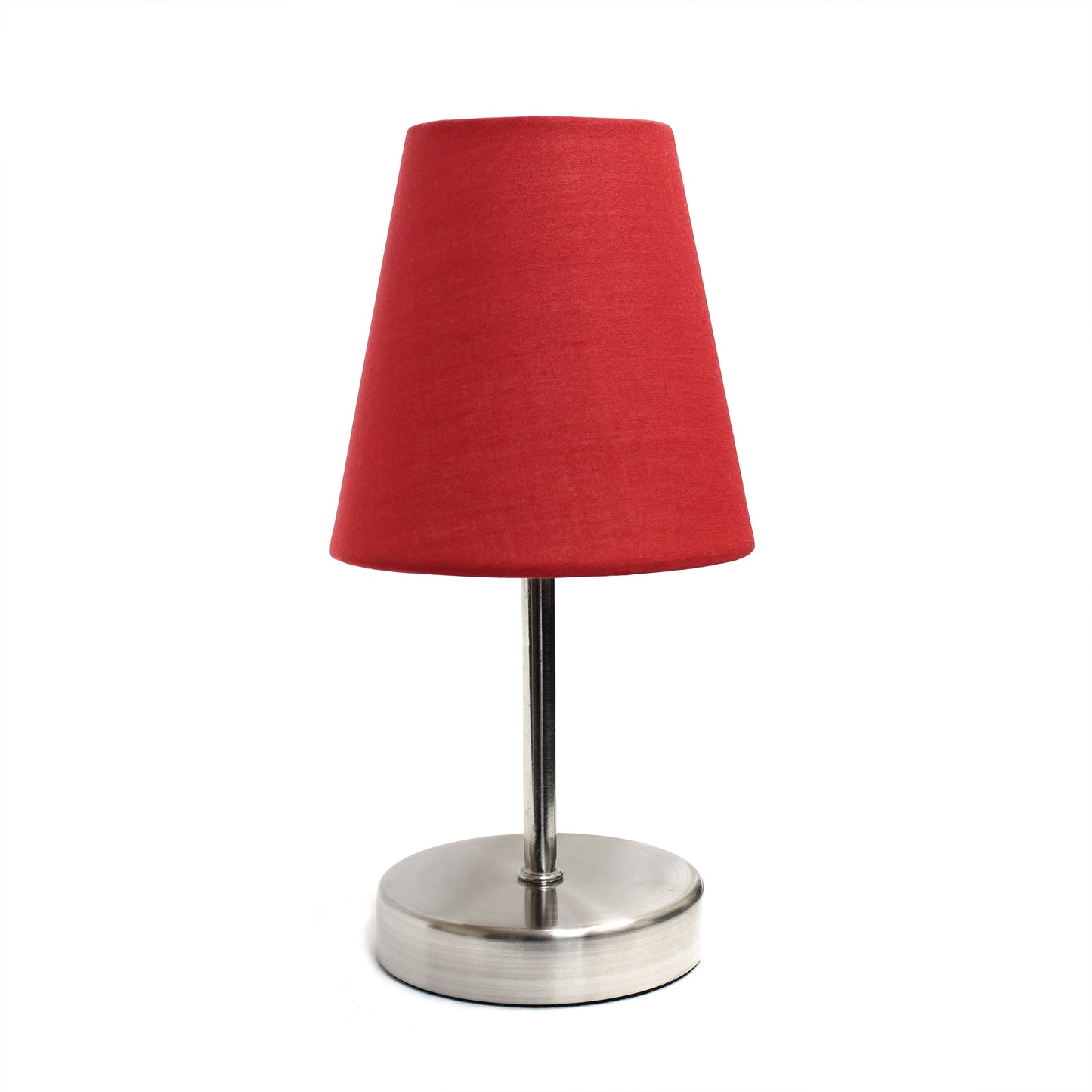 All The Rages Nauru 11" Sand Nickel Bedside Table Lamp With Red Fabric Empire Shade
