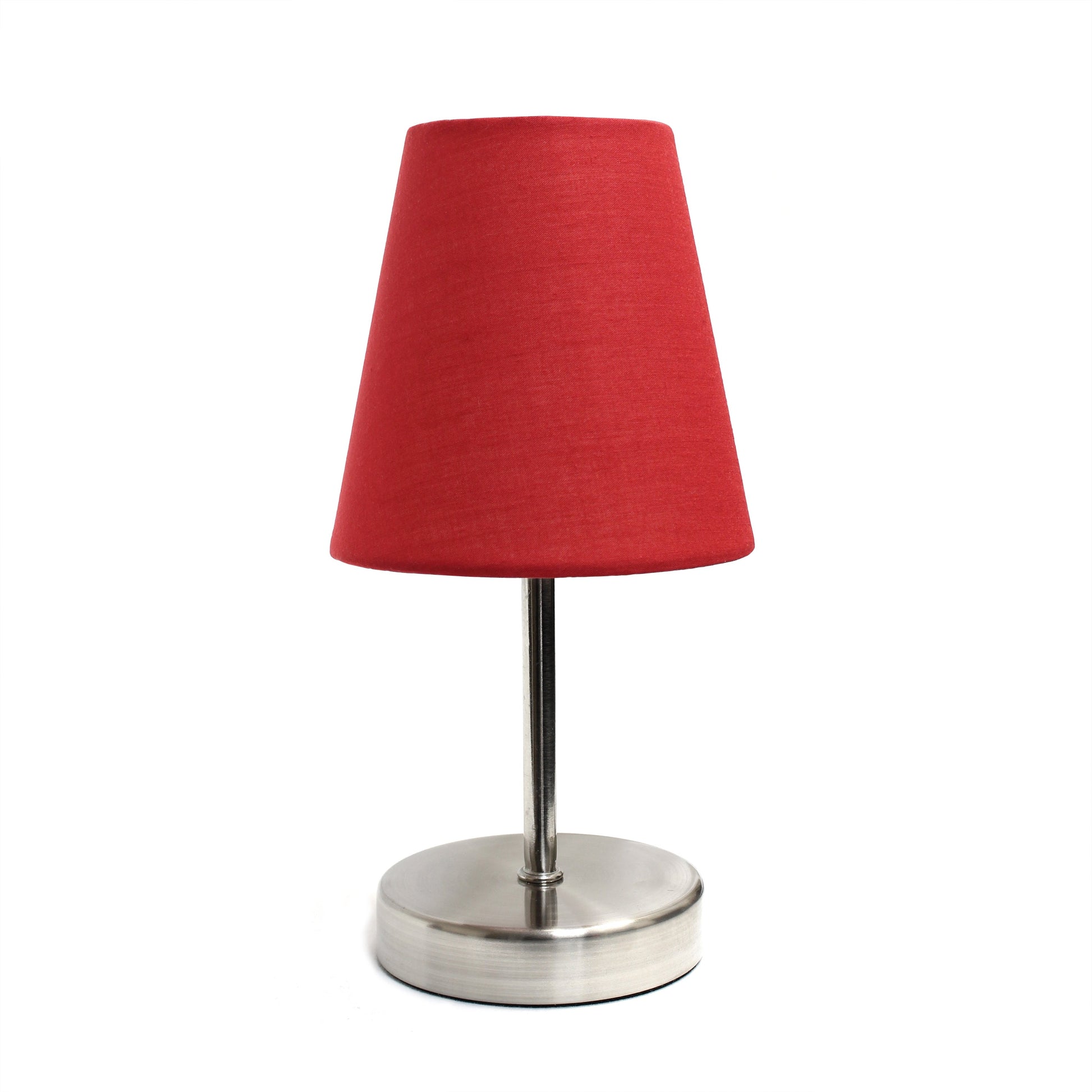 All The Rages Nauru 11" Sand Nickel Bedside Table Lamp With Red Fabric Empire Shade