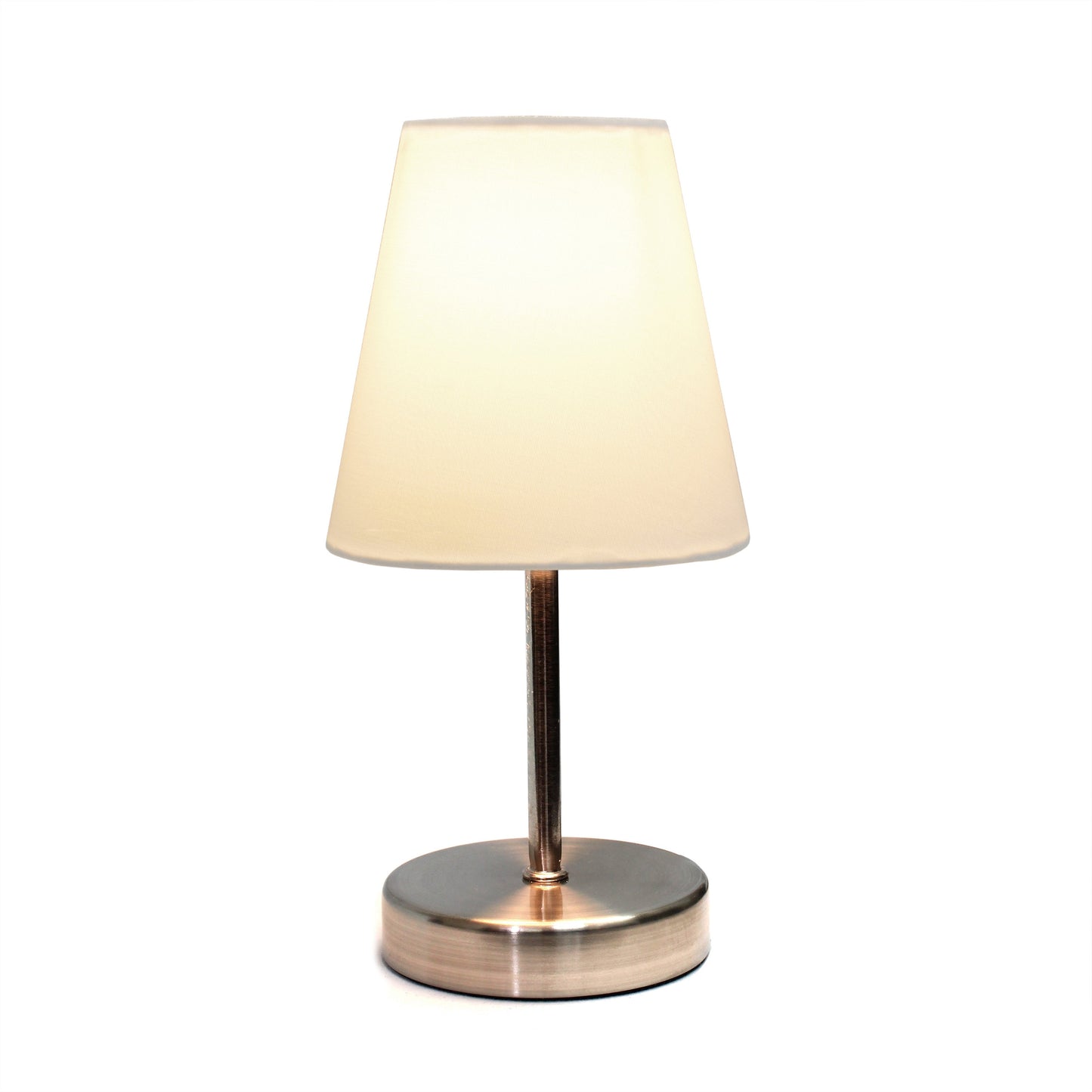 All The Rages Nauru 11" Sand Nickel Bedside Table Lamp With White Fabric Empire Shade