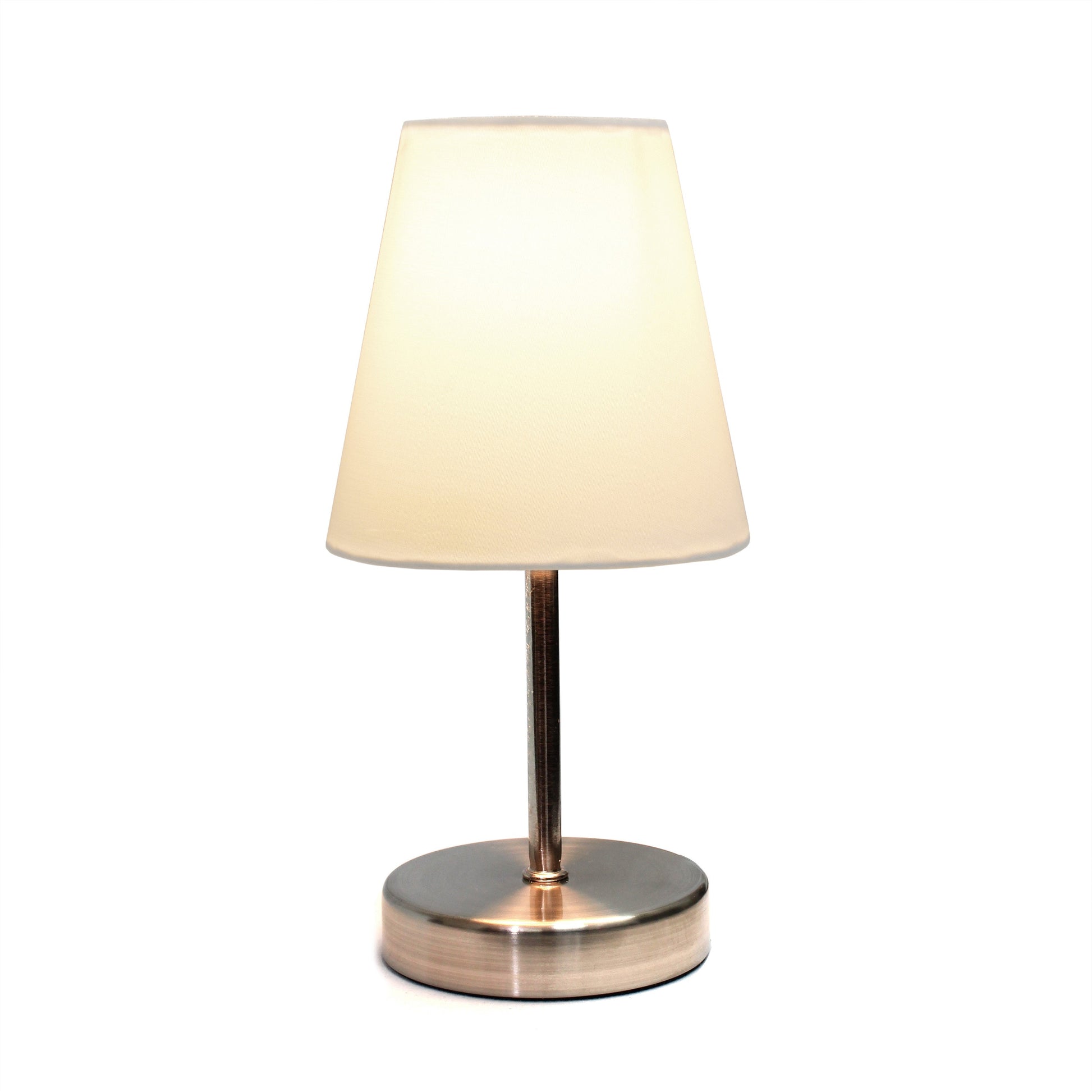 All The Rages Nauru 11" Sand Nickel Bedside Table Lamp With White Fabric Empire Shade