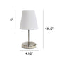 All The Rages Nauru 11" Sand Nickel Bedside Table Lamp With White Fabric Empire Shade